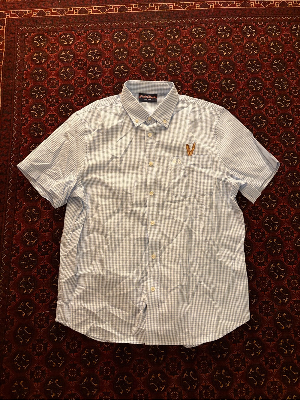 Rowing Blazers Light Blue Gingham Short-Sleeve Button-Down Shirt